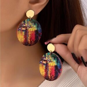 Fashionable Personality Neon
Lights Acrylic Printed Drop Earrings